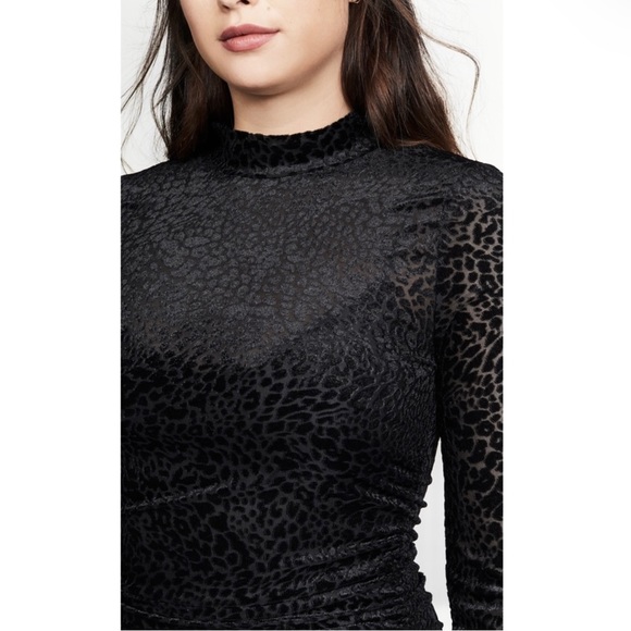 NEW LIKELY BLACK LEOPARD BURNOUT VELVET MINI DRESS - Picture 3 of 8